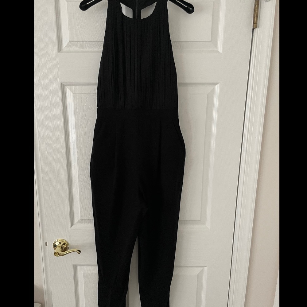 Alice + Olivia Angen Chiffon Halter TBack Jumpsuit